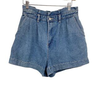 Riot Womens High Rise Mom Jean Shorts Size‎ 8 Light Blue Denim Paperbag